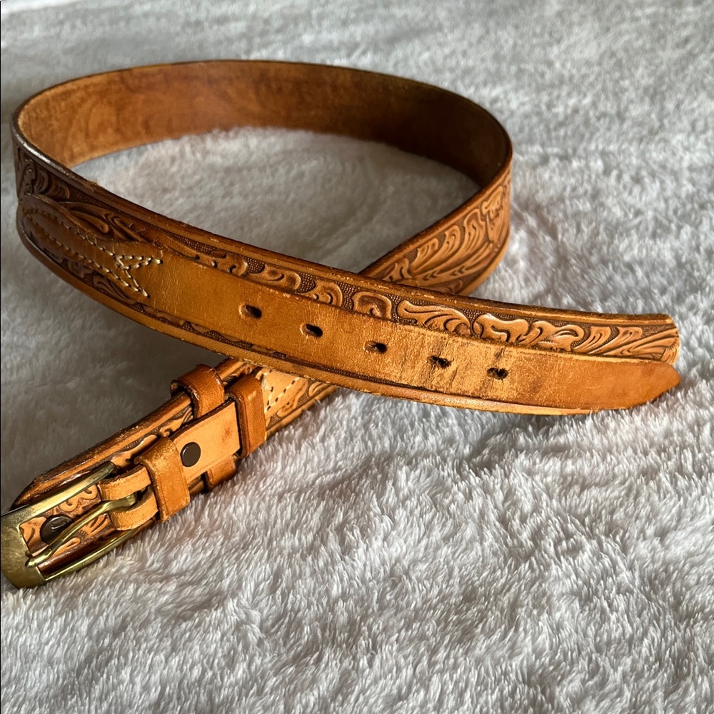Justin Blet Top Grain Cowhide 34 Brown Leather Belt Cowboy Western